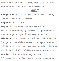 publicite legale sarl bordeaux